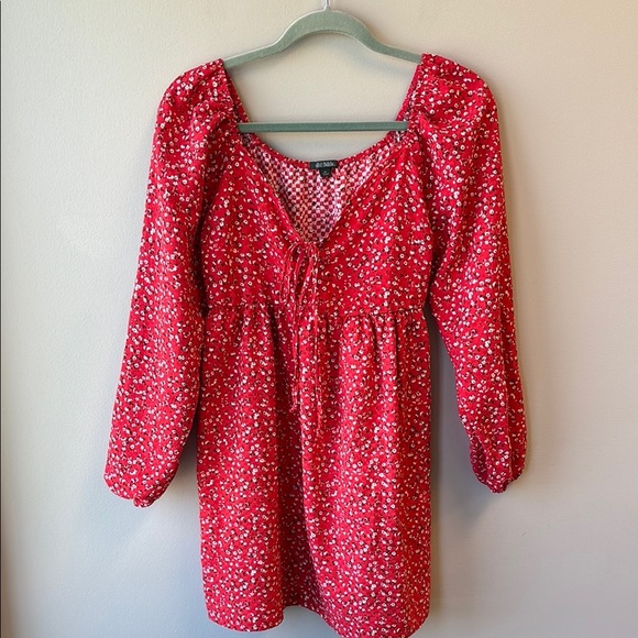 Wild Fable Red Floral Long Sleeve Dress tunic XS - Picture 2 of 7